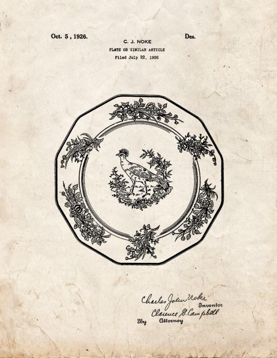 Plate Patent Print