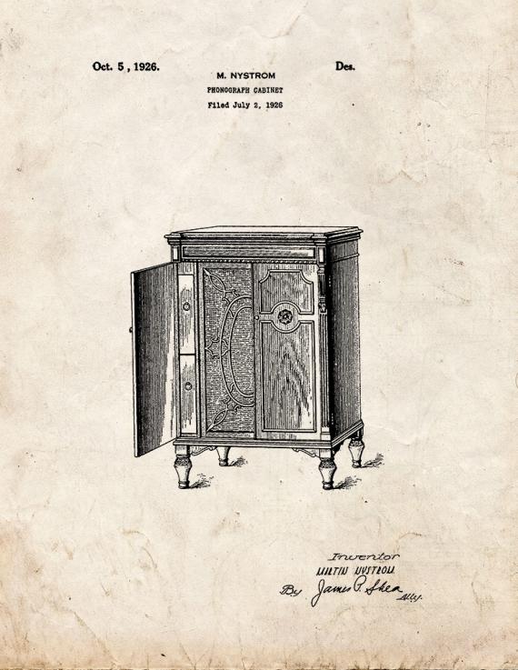 Phonograph Cabinet Patent Print