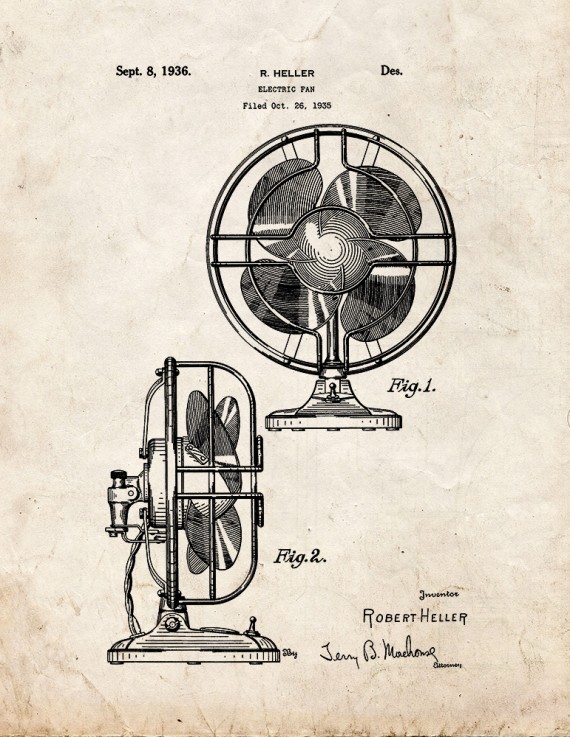 Electric Fan Patent Print