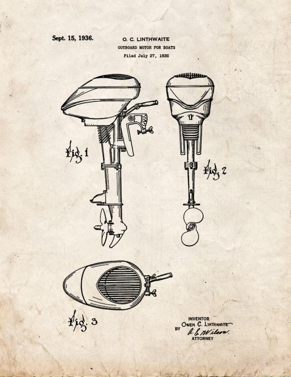 Outboard Motor For Boats Patent Print