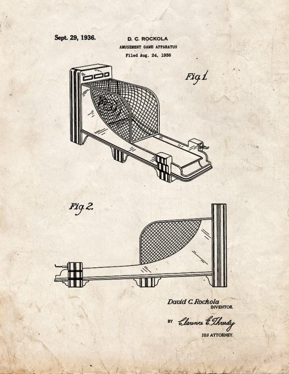 Amusement Game Apparatus Patent Print