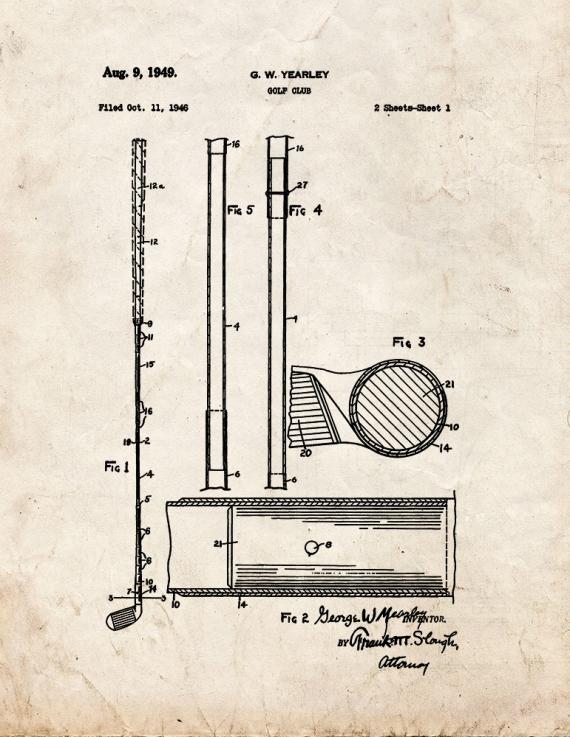 Golf Club Patent Print