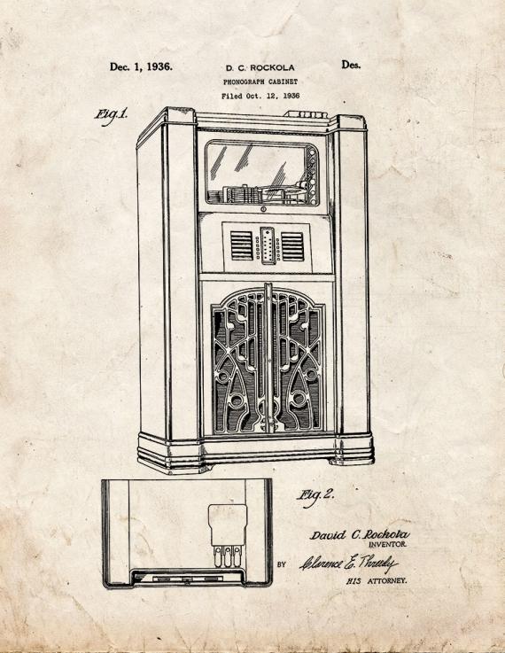 Phonograph Cabinet Patent Print