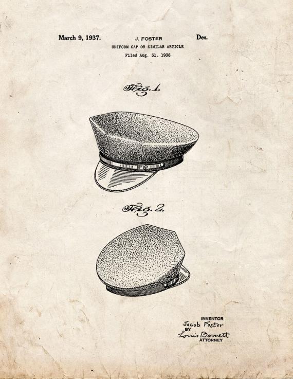 Uniform Cap Patent Print