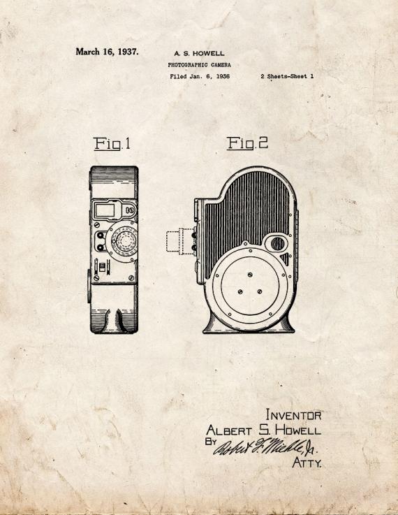 Photographic Camera Patent Print