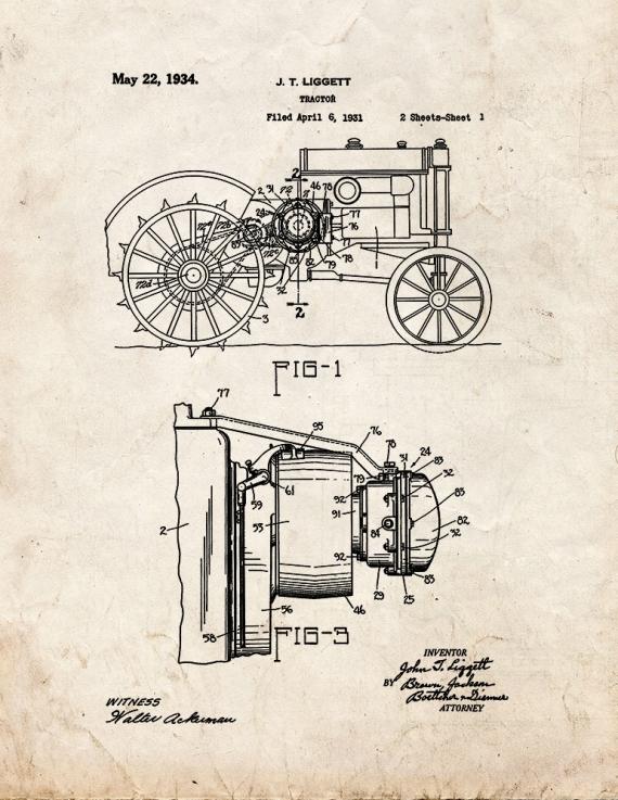 Tractor Patent Print