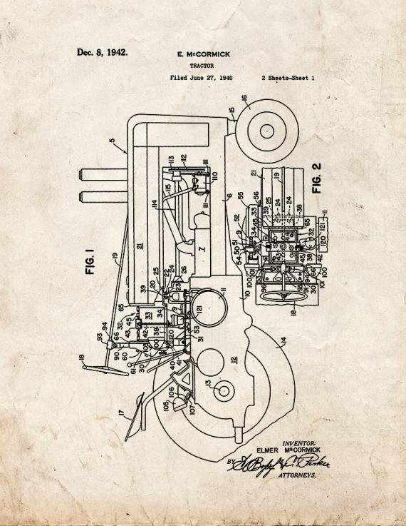 Tractor Patent Print