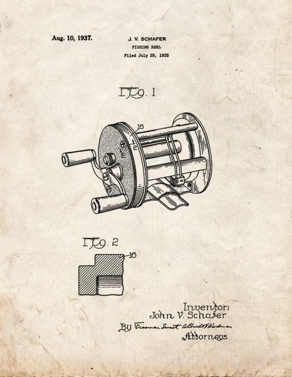 Fishing Reel Patent Print