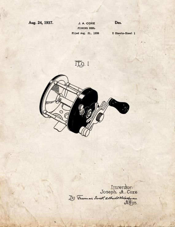 Fishing Reel Patent Print