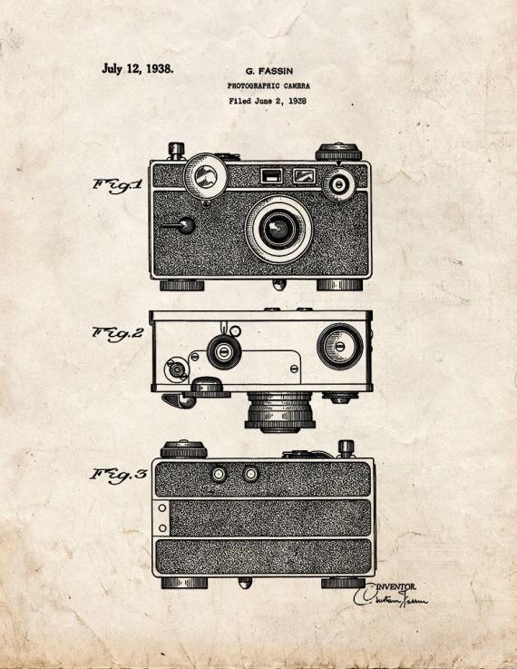 Photographic Camera Patent Print