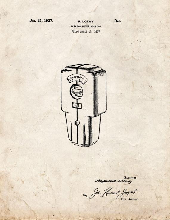 Parking Meter Housing Patent Print