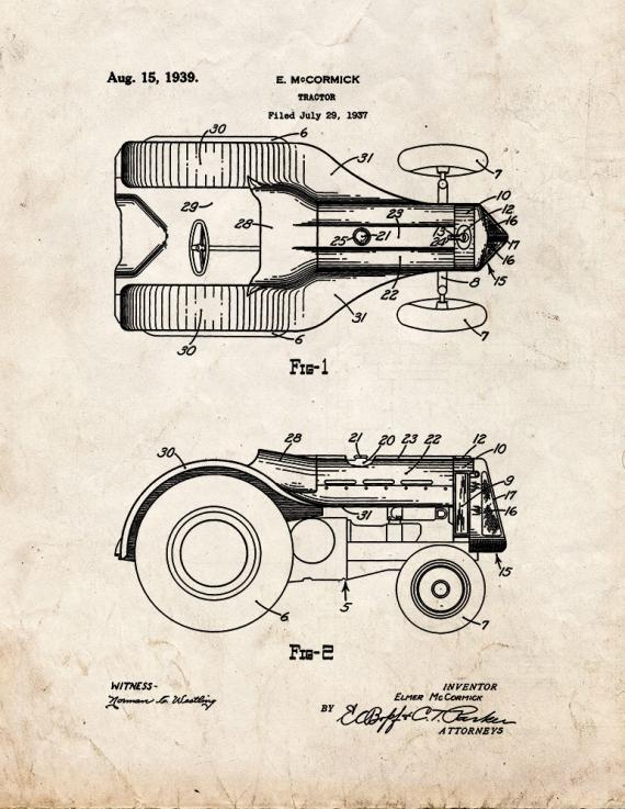 Tractor Patent Print