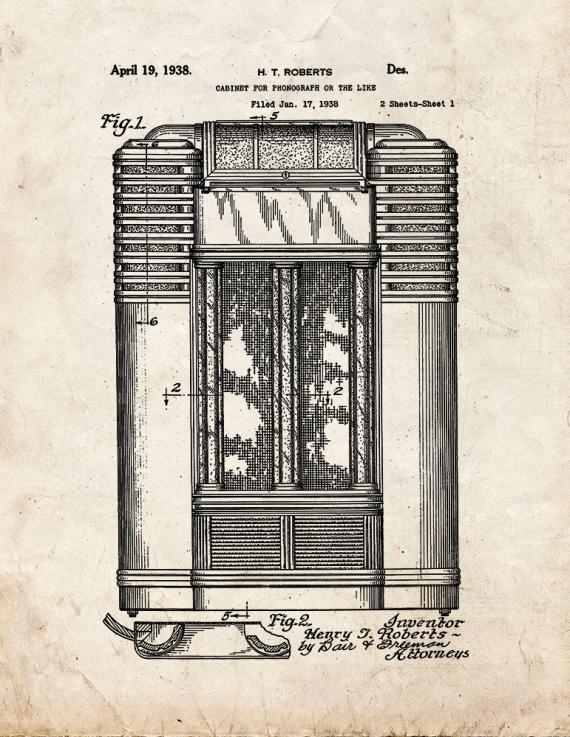 Cabinet For Phonograph Patent Print