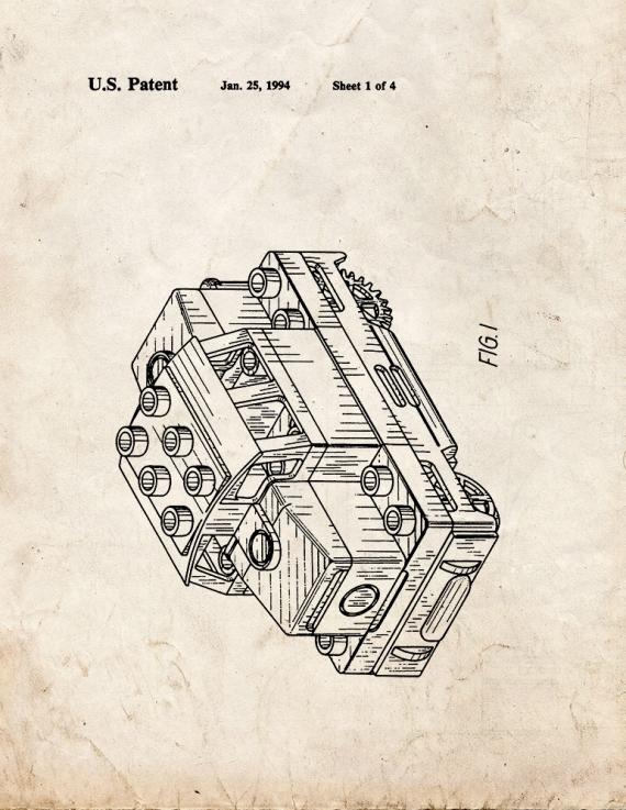 Lego Toy Locomotive Patent Print