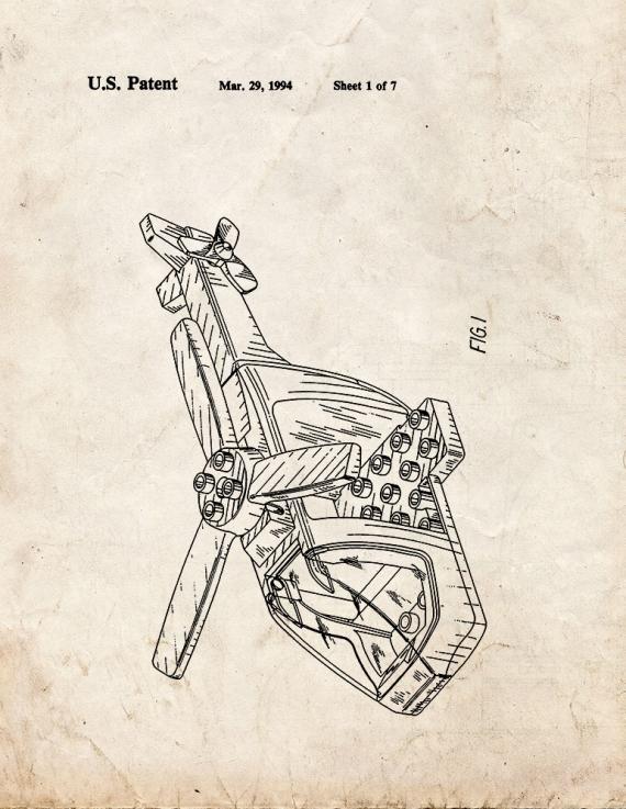 Lego Toy Helicopter Patent Print