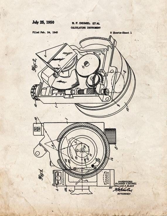 Calculating Instrument Patent Print