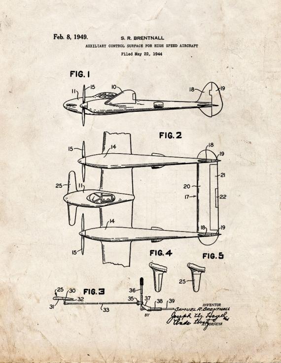 Auxiliary Control Surface For Highspeed Aircraft Patent Print