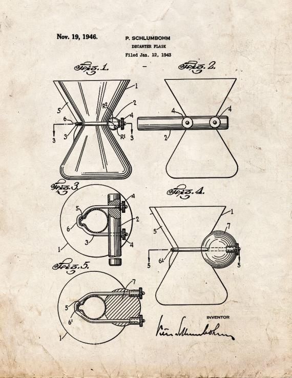 Decanter Flask Patent Print