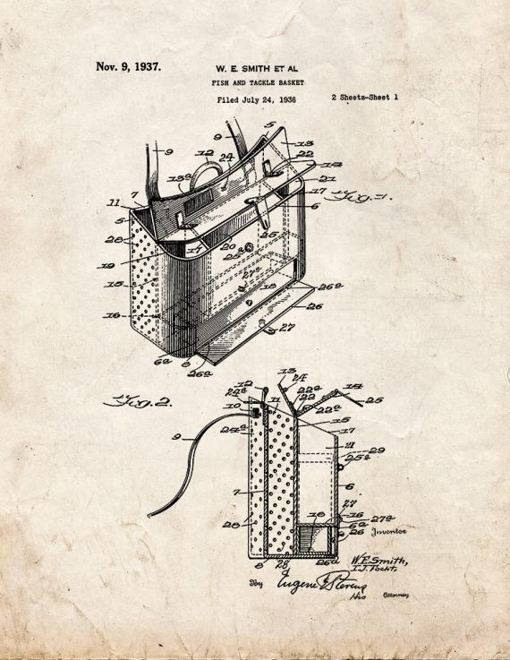 Fish And Tackle Basket Patent Print