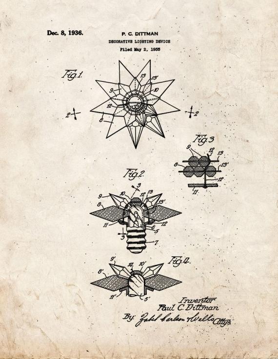 Decorative Lighting Device Patent Print