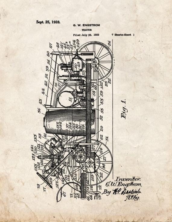 Tractor Patent Print