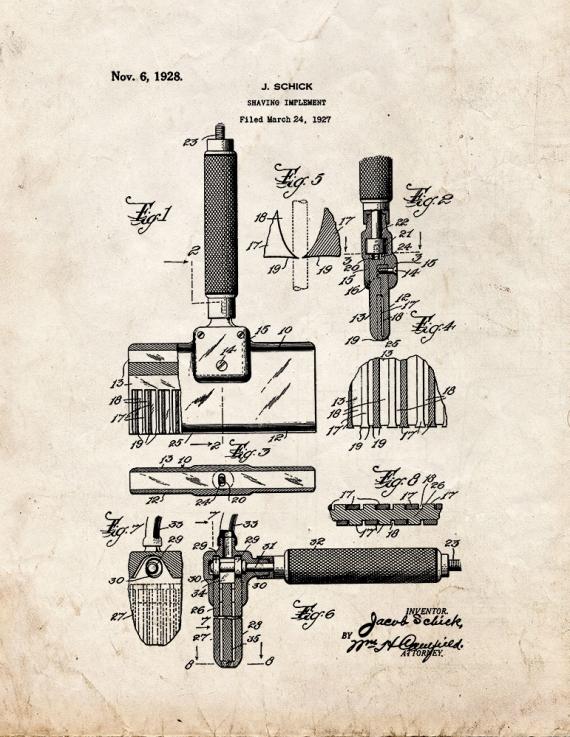 Shaving Implement Patent Print