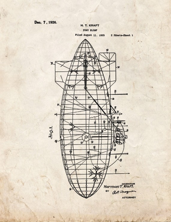 Pony Blimp Patent Print