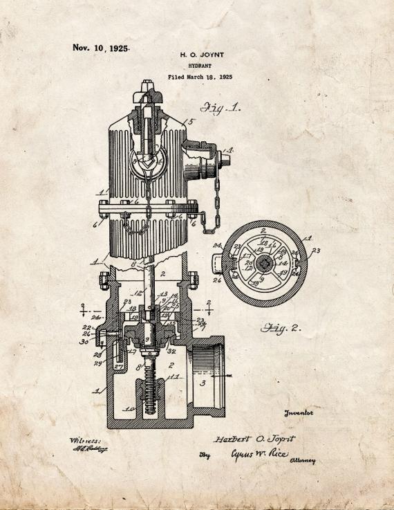 Fire Hydrant Patent Print