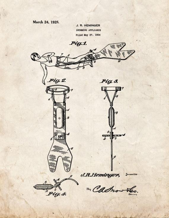 Swimming Appliance Patent Print