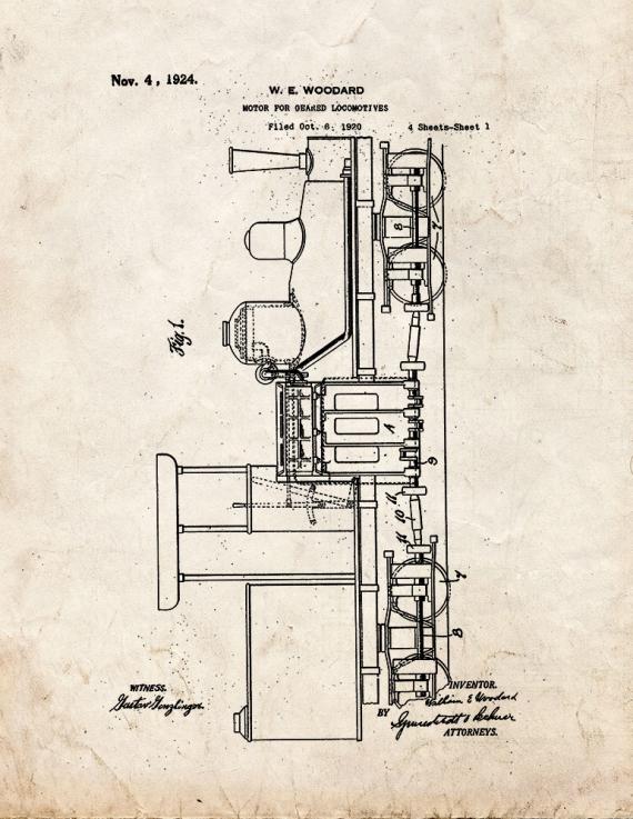 Motor For Geared Locomotives Patent Print
