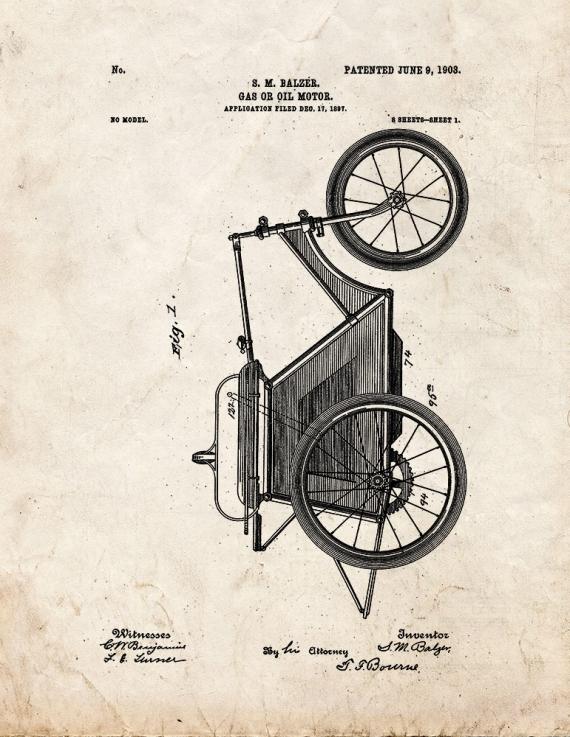 Gas Or Oil Motor Patent Print