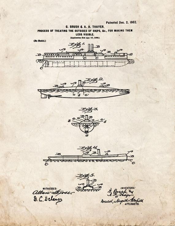 Process Of Treating The Outsides Of Ships, For Making Them Less Visible Patent Print