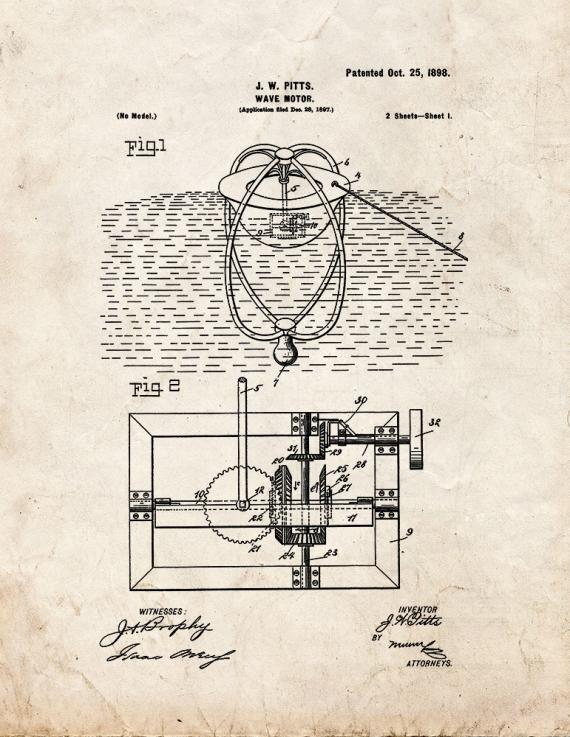 Wave Motor Patent Print