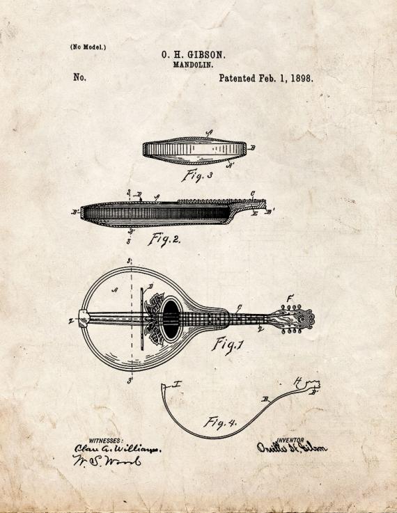 Mandolin Patent Print