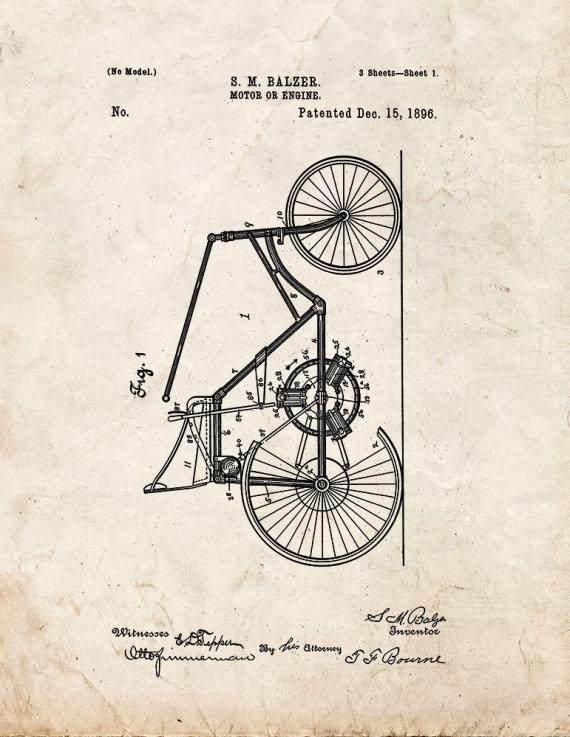 Motor Or Engine Patent Print