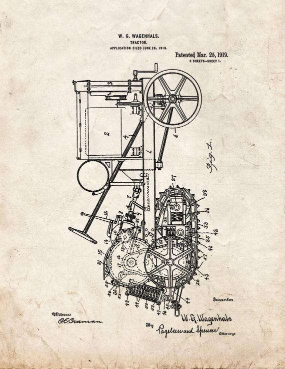 Tractor Patent Print