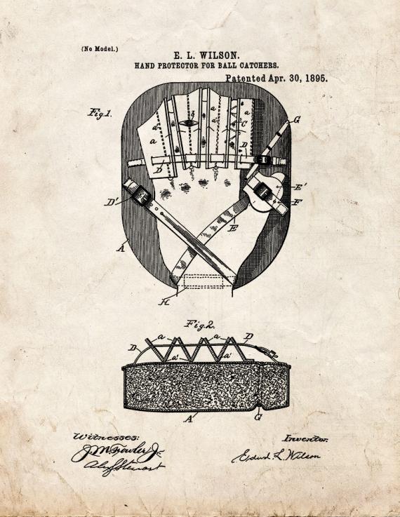 Hand Protector For Ball Catchers Patent Print