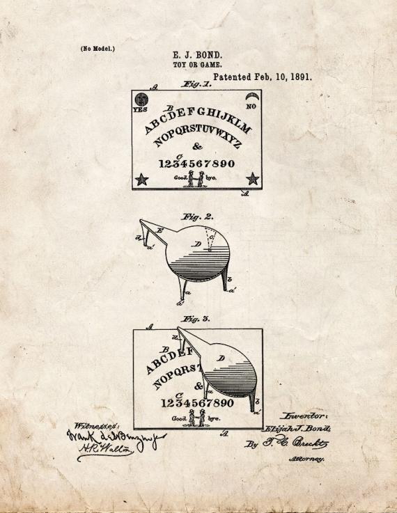 Ouija Board Game Patent Print