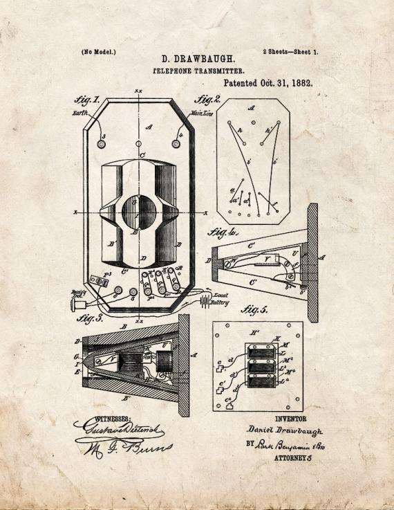 Telephone Transmitter Patent Print