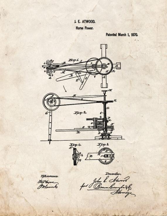 Horse Power Patent Print