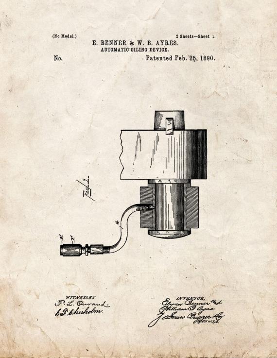 Automatic Oiling Device Patent Print