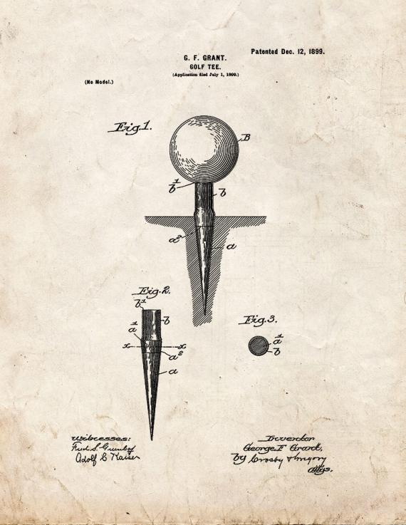 Golf Tee Patent Print