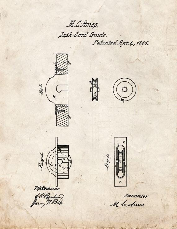 Window Cord Pulley Patent Print