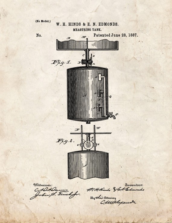 Measuring Tank Patent Print