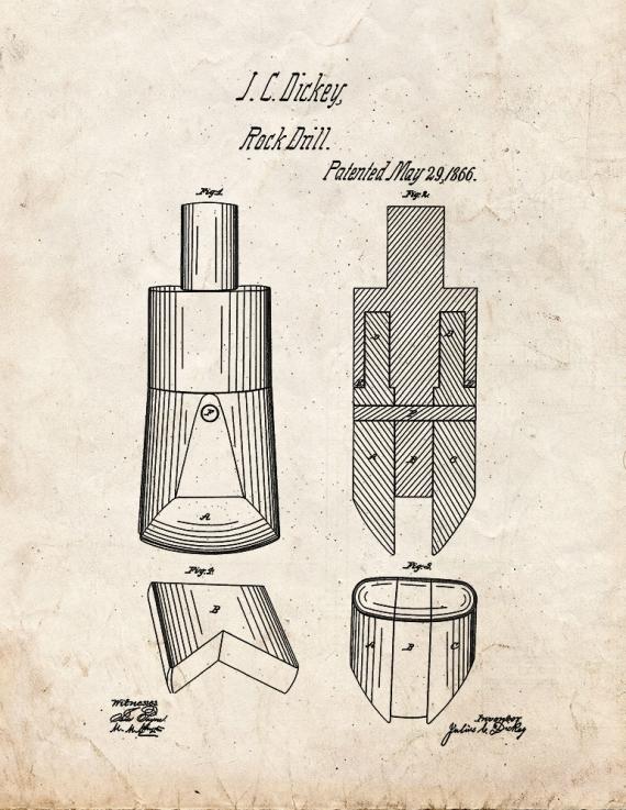 Improved Rock Drill Patent Print
