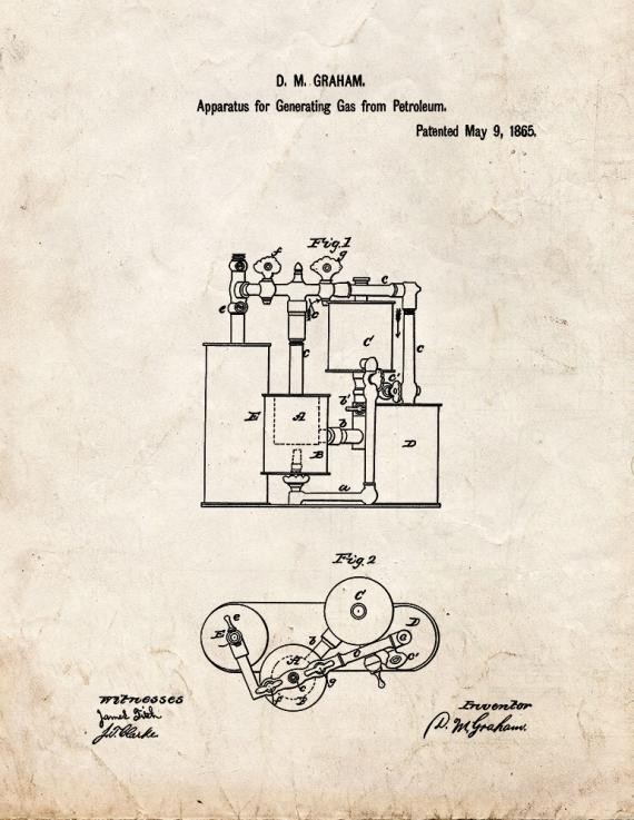 Apparatus For Generating Gas From Petroleum Patent Print