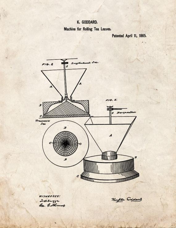 Machine For Rolling Tea Leaves Patent Print