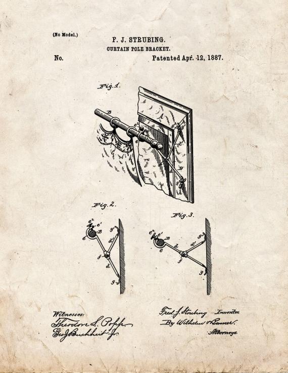 Curtain Pole Bracket Patent Print