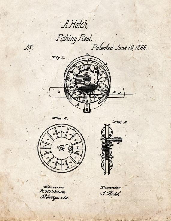 Fishing Reel Patent Print