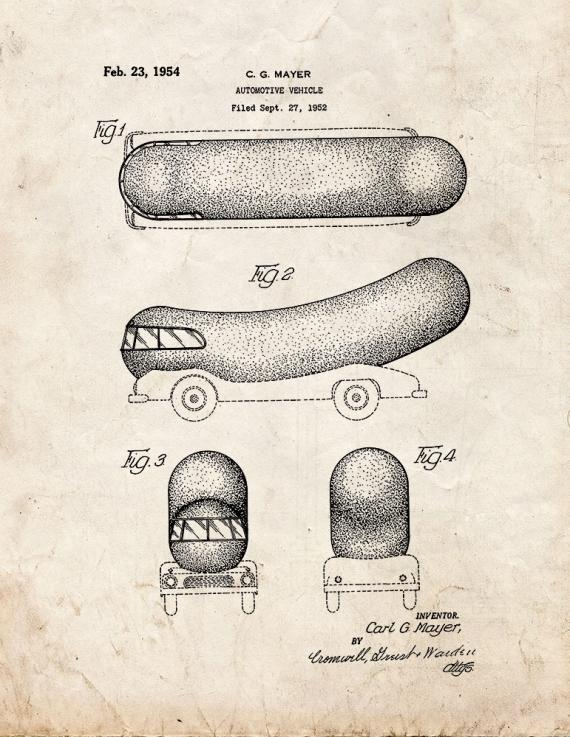 Oscar Mayer Wienermobile Patent Print